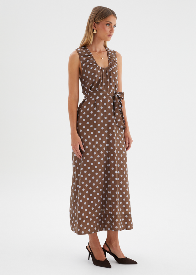 Poppi Maxi Dress - Chocolate Polka