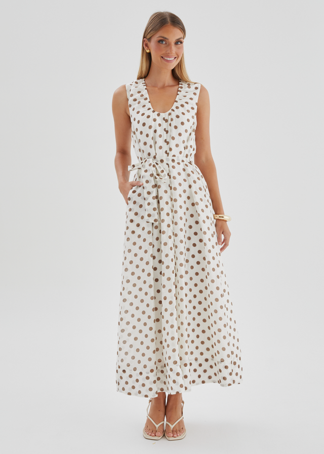 Poppi Maxi Dress - Vanilla Polka