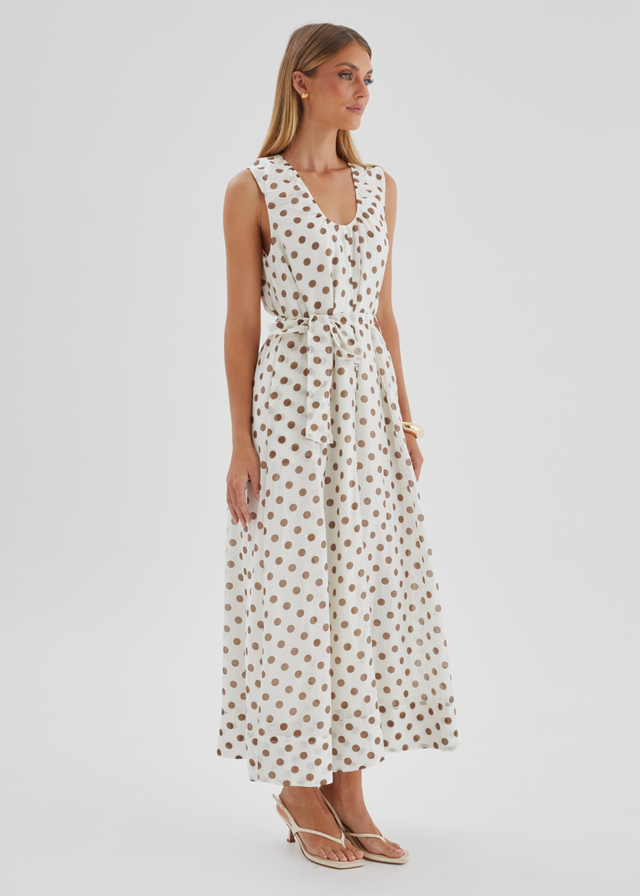 Poppi Maxi Dress - Vanilla Polka