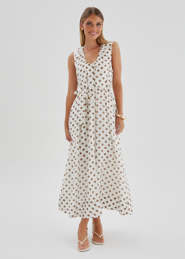 Poppi Maxi Dress - Vanilla Polka