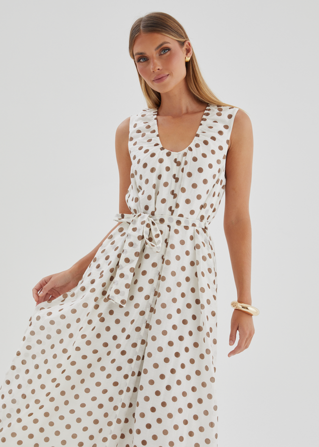 Poppi Maxi Dress - Vanilla Polka