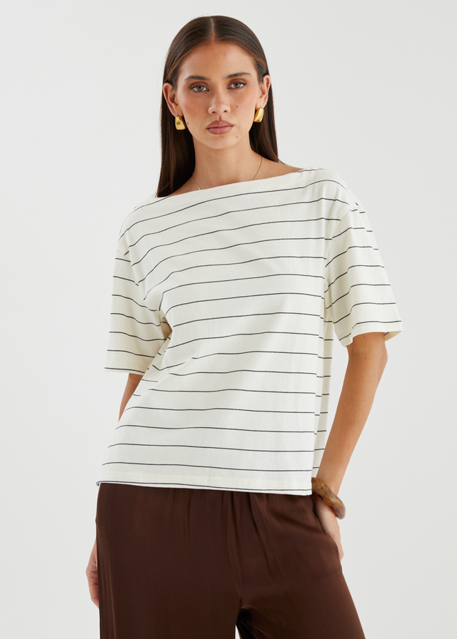 Milos Top - Cream Stripe