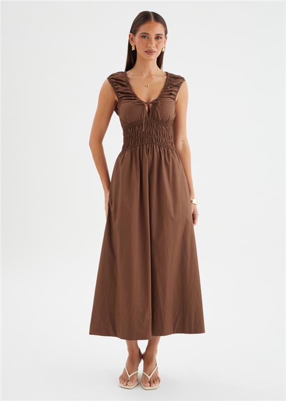 Kamilie Midi Dress - Chocolate