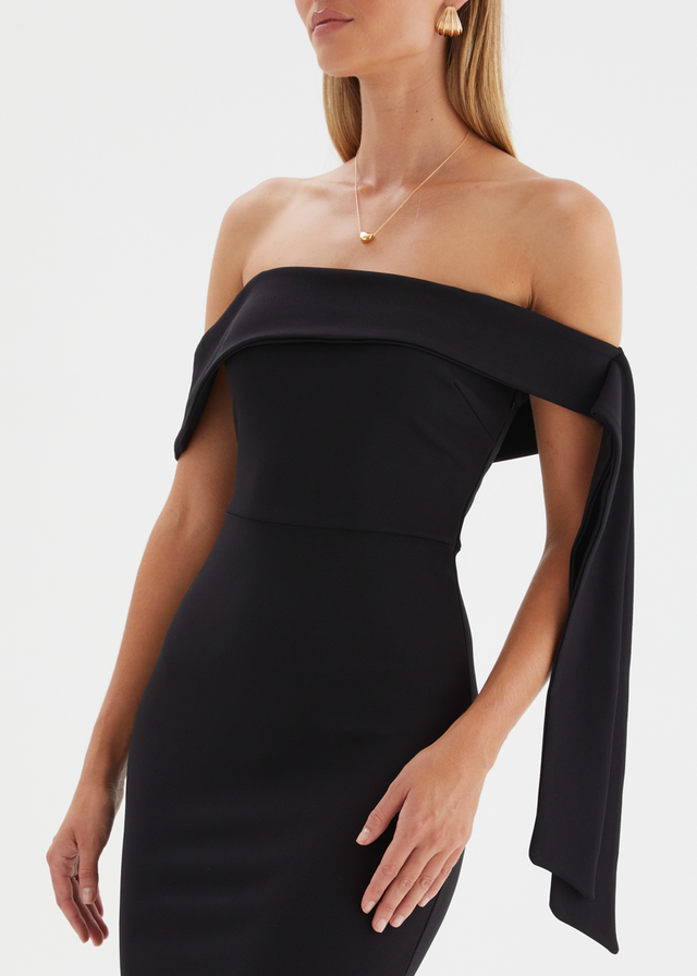 Renia Off Shoulder Maxi Dress - Black