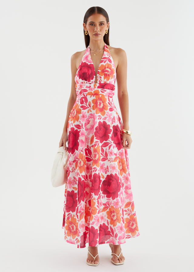 Valkyrie Halter Maxi Dress - Pink Bloom