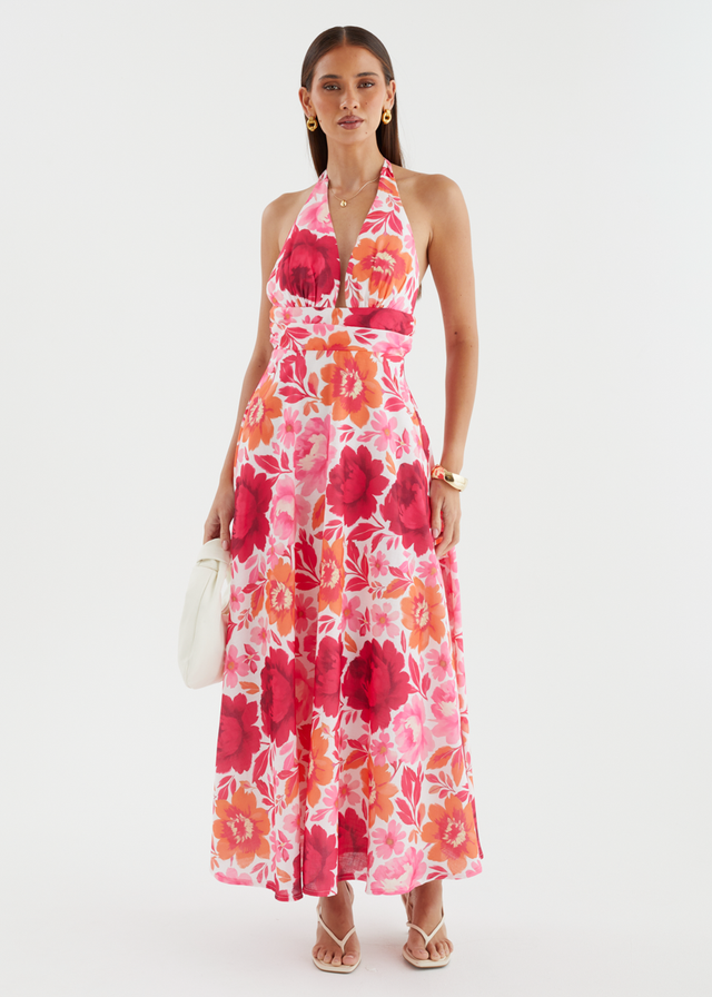 Valkyrie Halter Maxi Dress - Pink Bloom