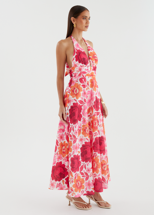 Valkyrie Halter Maxi Dress - Pink Bloom