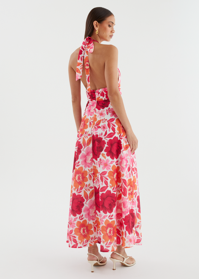 Valkyrie Halter Maxi Dress - Pink Bloom