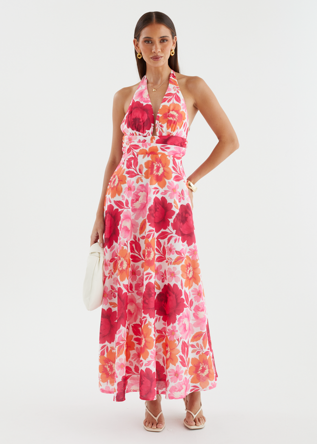 Valkyrie Halter Maxi Dress - Pink Bloom