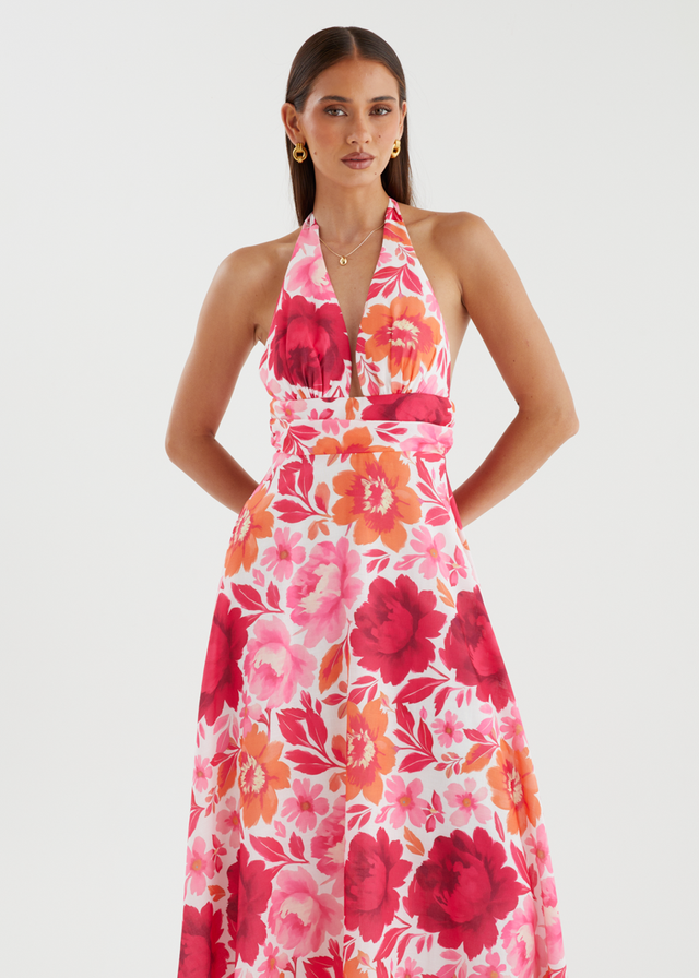 Valkyrie Halter Maxi Dress - Pink Bloom