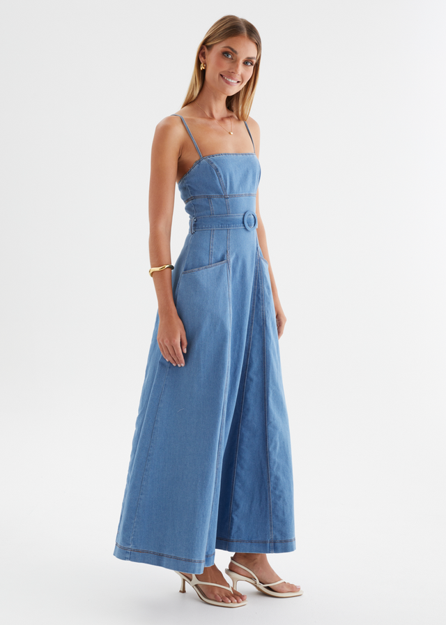 Sabar Denim Maxi Dress - Mid Blue