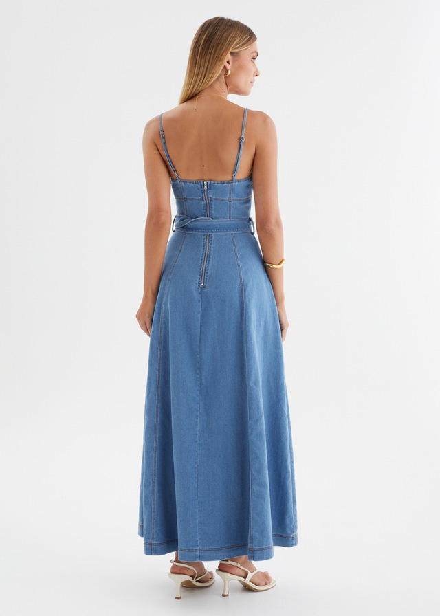 Sabar Denim Maxi Dress - Mid Blue