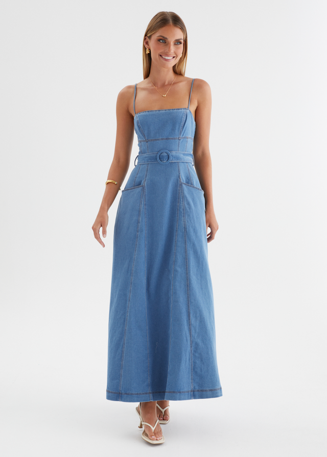 Sabar Denim Maxi Dress - Mid Blue