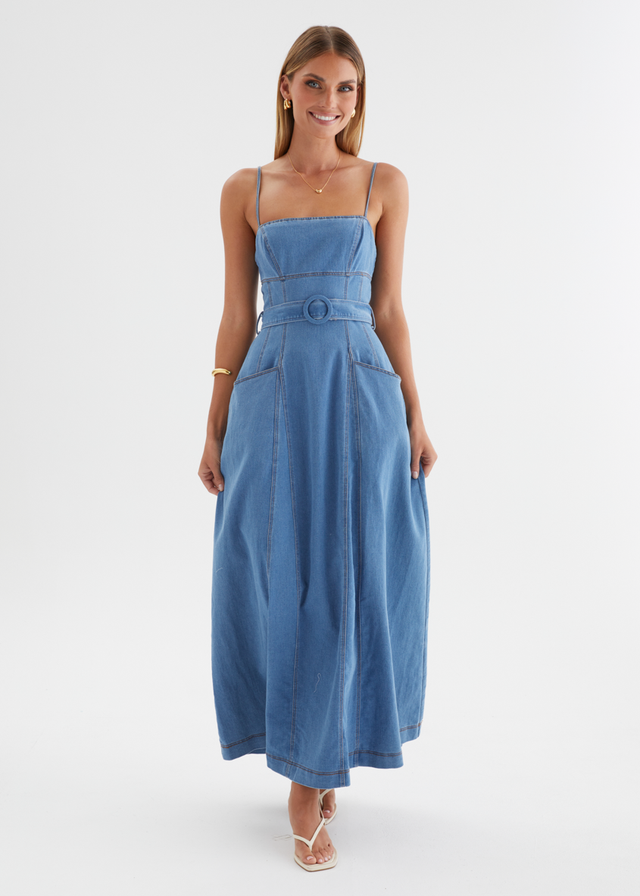 Sabar Denim Maxi Dress - Mid Blue