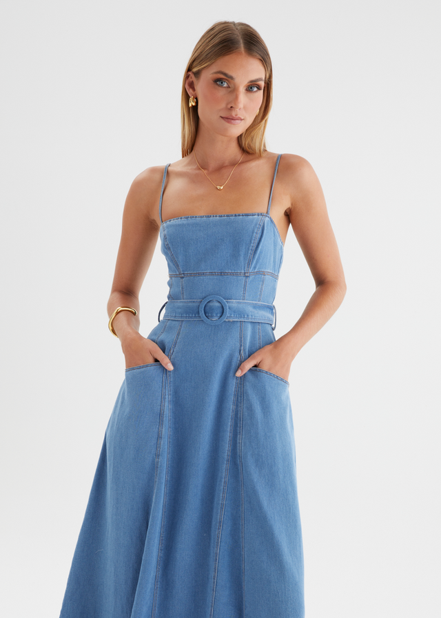 Sabar Denim Maxi Dress - Mid Blue