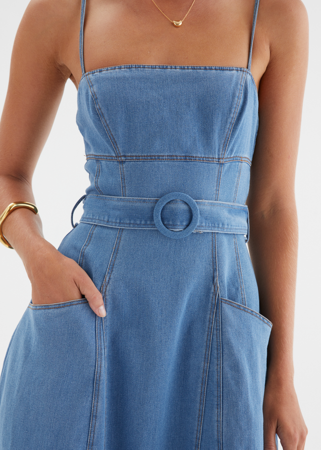 Sabar Denim Maxi Dress - Mid Blue