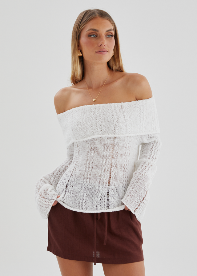 Lucy Off Shoulder Sweater - Off White