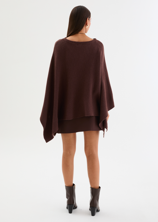 Amaley Knit Poncho - Chocolate