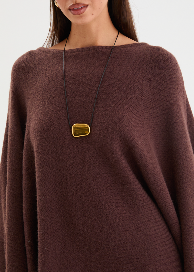 Amaley Knit Poncho - Chocolate