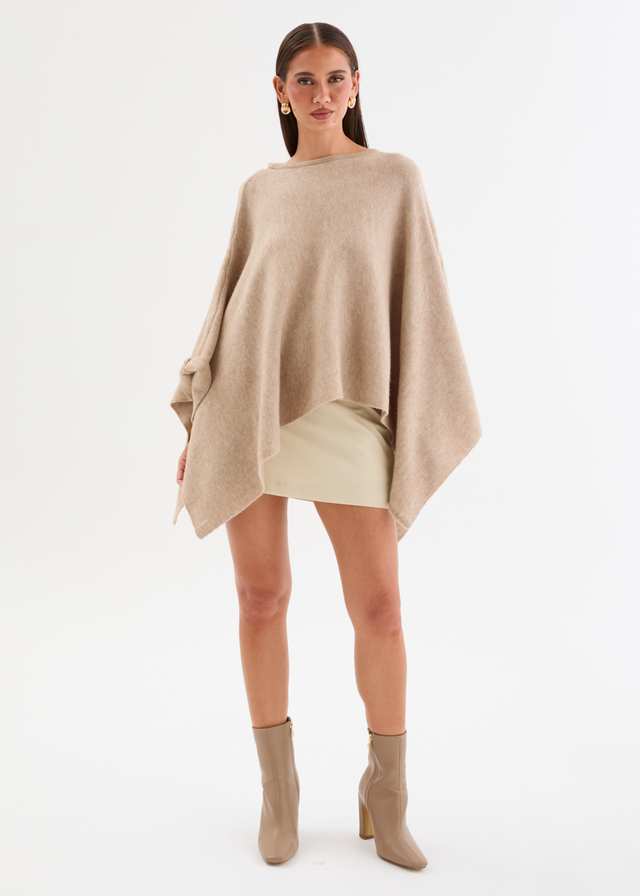 Amaley Knit Poncho - Latte