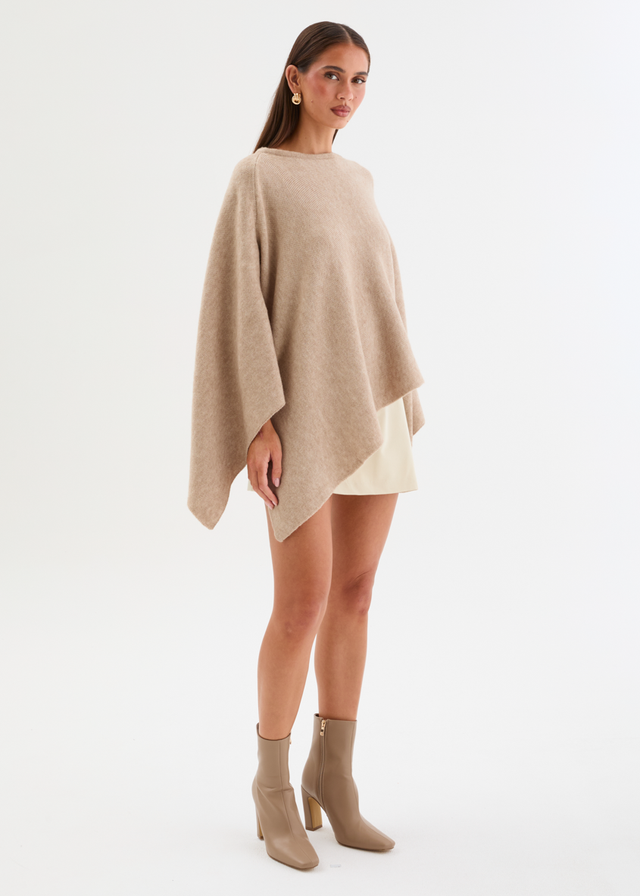 Amaley Knit Poncho - Latte
