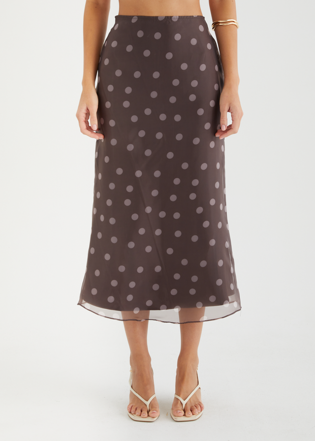 Soline Midi Skirt - Chocolate Polka Dot