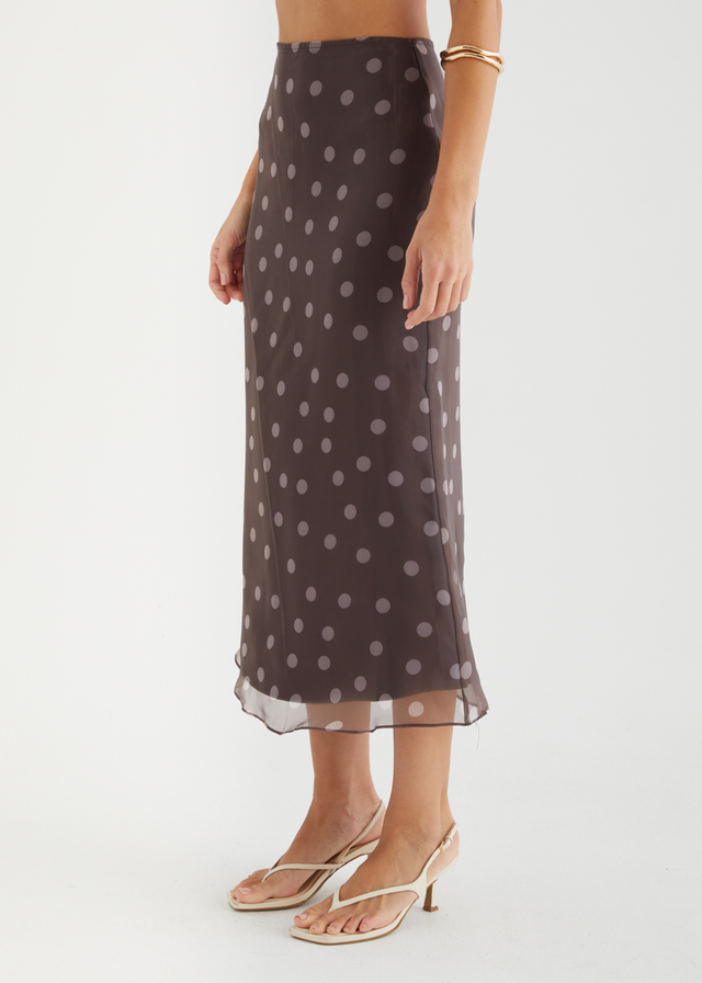 Soline Midi Skirt - Chocolate Polka Dot