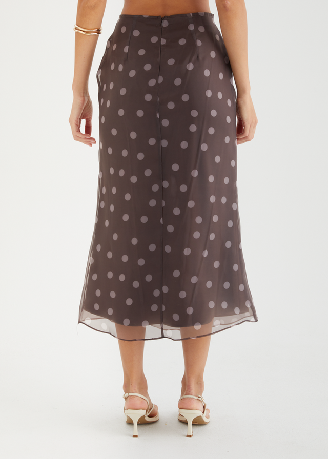 Soline Midi Skirt - Chocolate Polka Dot