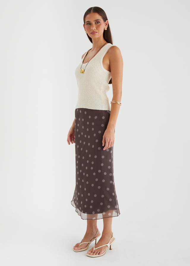 Soline Midi Skirt - Chocolate Polka Dot