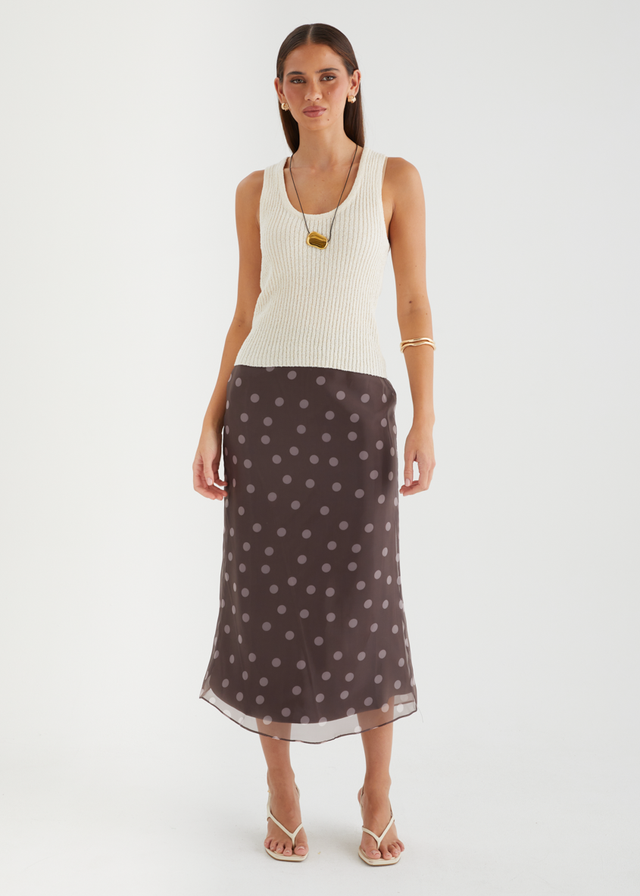 Soline Midi Skirt - Chocolate Polka Dot