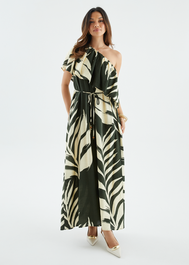 Karsyn One Shoulder Maxi Dress - Fern