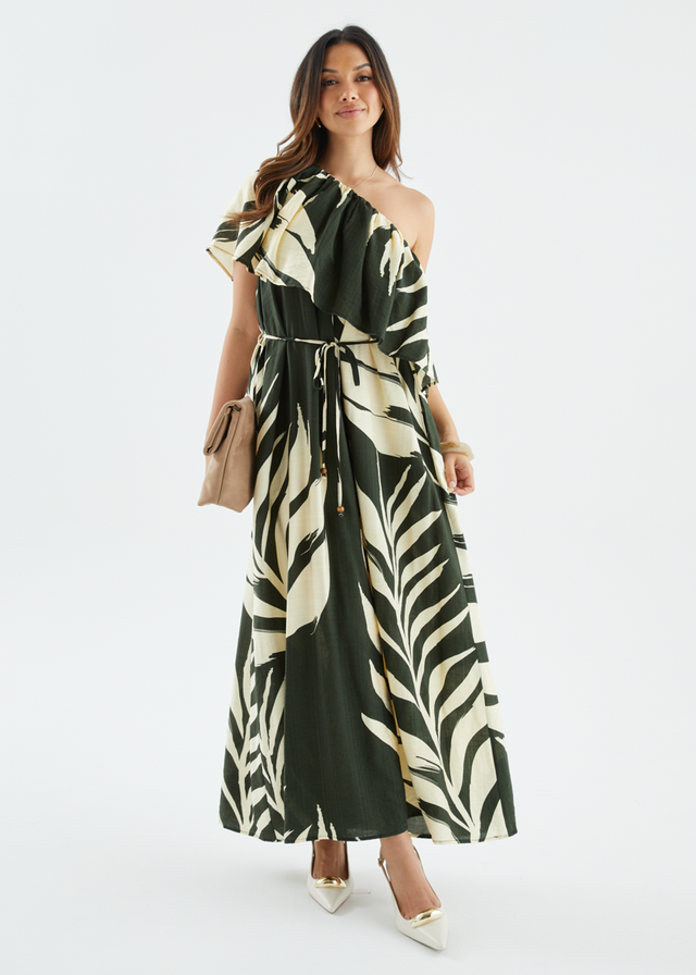 Karsyn One Shoulder Maxi Dress - Fern