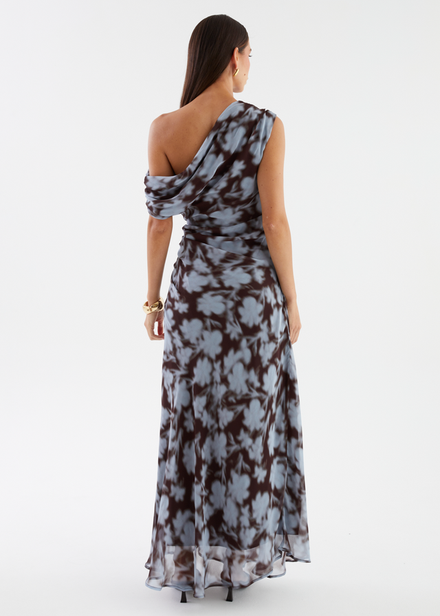 Flirtini One Shoulder Maxi Dress - Blue Leaf