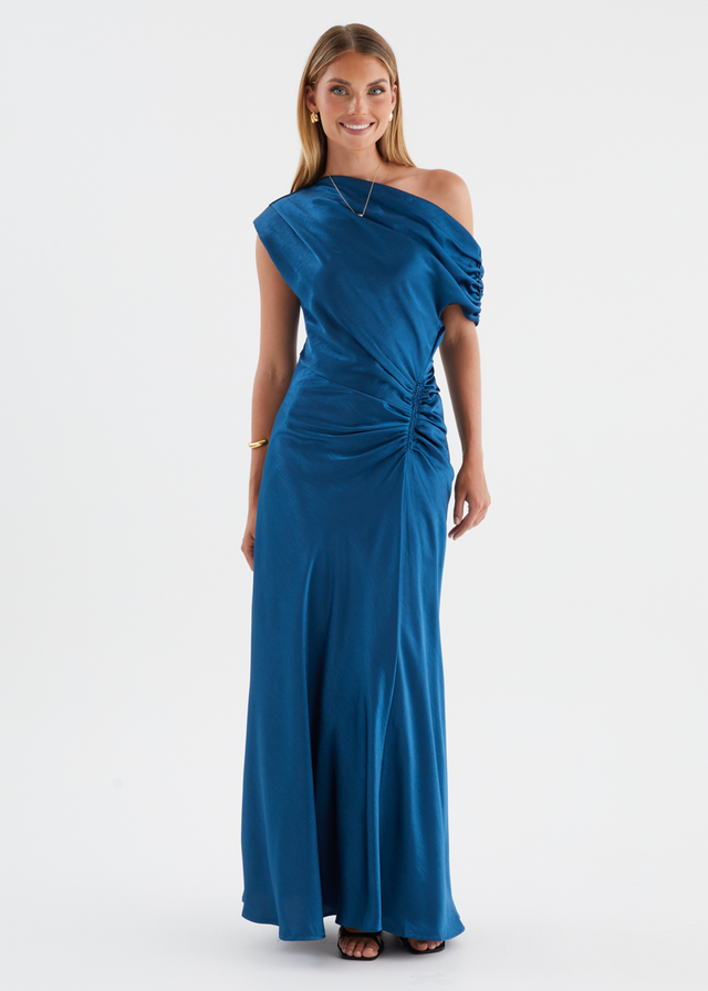 Flirtini One Shoulder Maxi Dress - Indigo