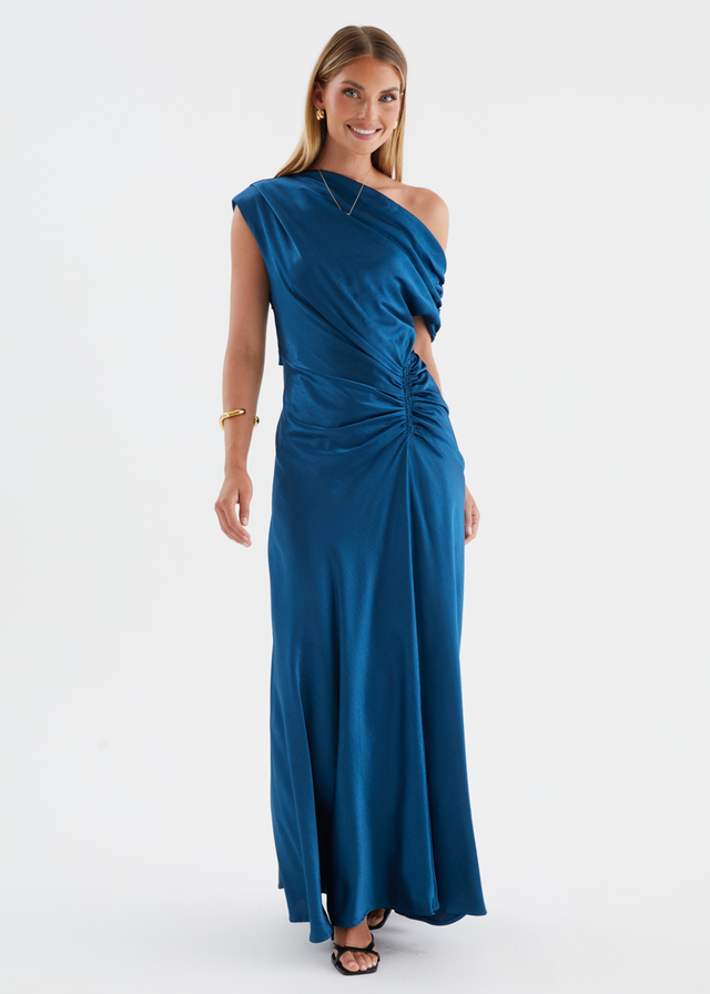 Flirtini One Shoulder Maxi Dress - Indigo