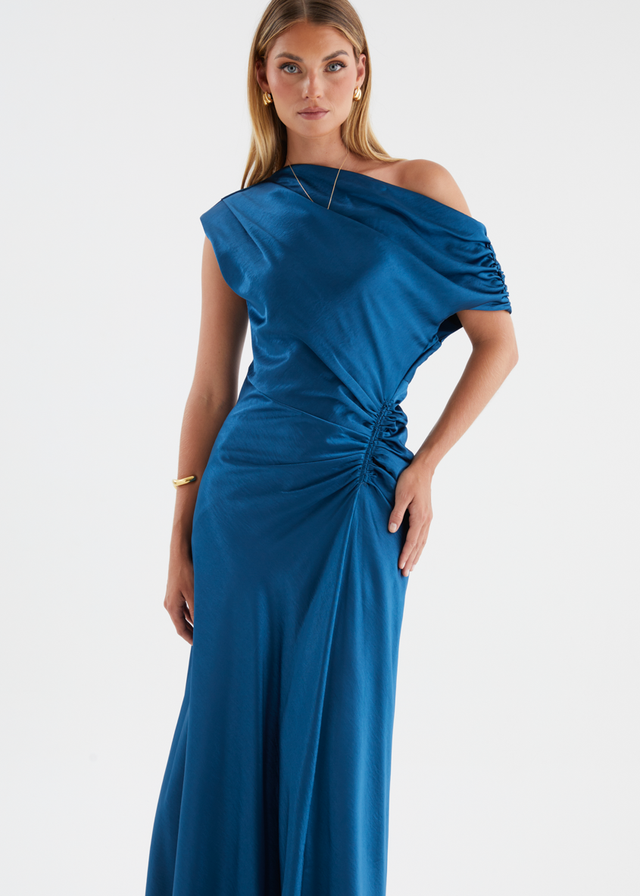 Flirtini One Shoulder Maxi Dress - Indigo