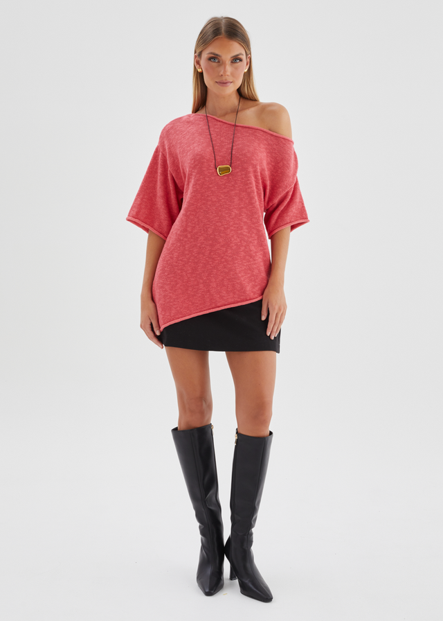 Elea Drop Shoulder Knit Top - Watermelon