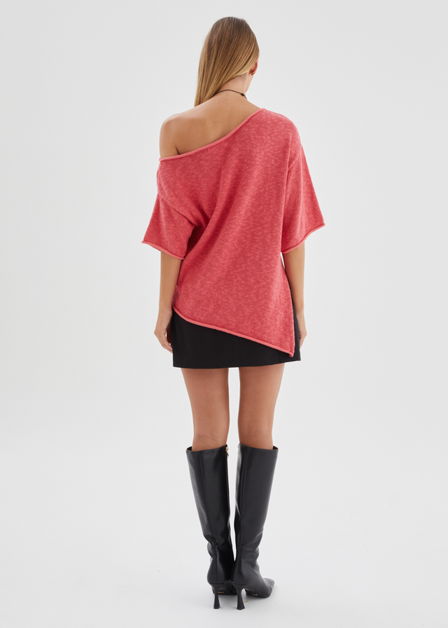 Elea Drop Shoulder Knit Top - Watermelon