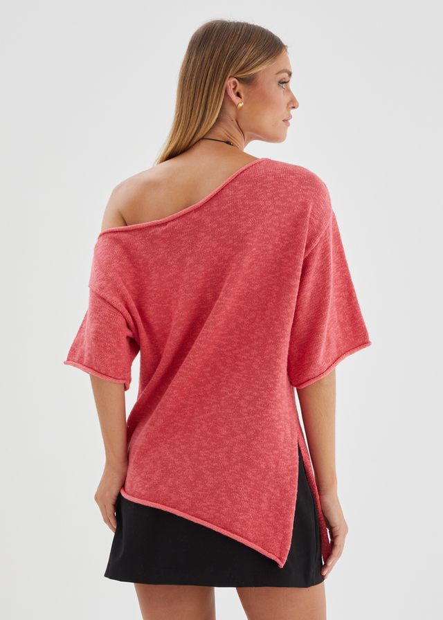 Elea Drop Shoulder Knit Top - Watermelon