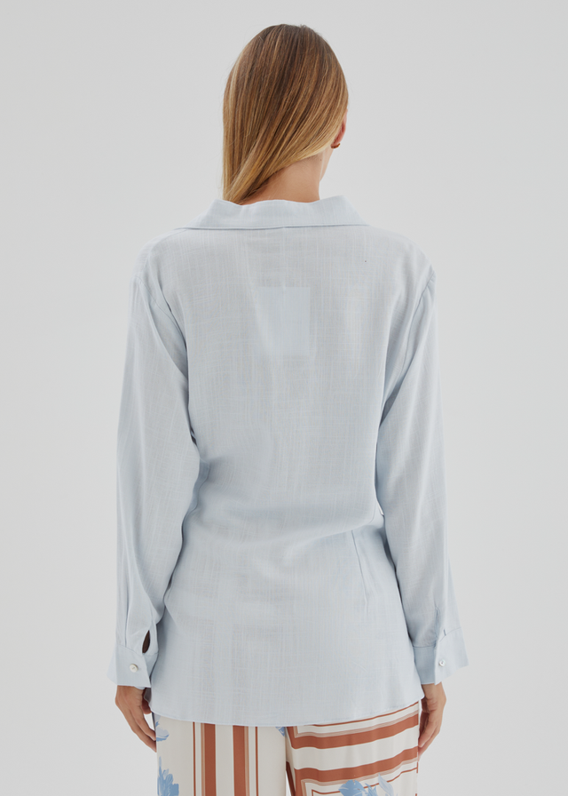 Harper Wrap Shirt - Ice Blue