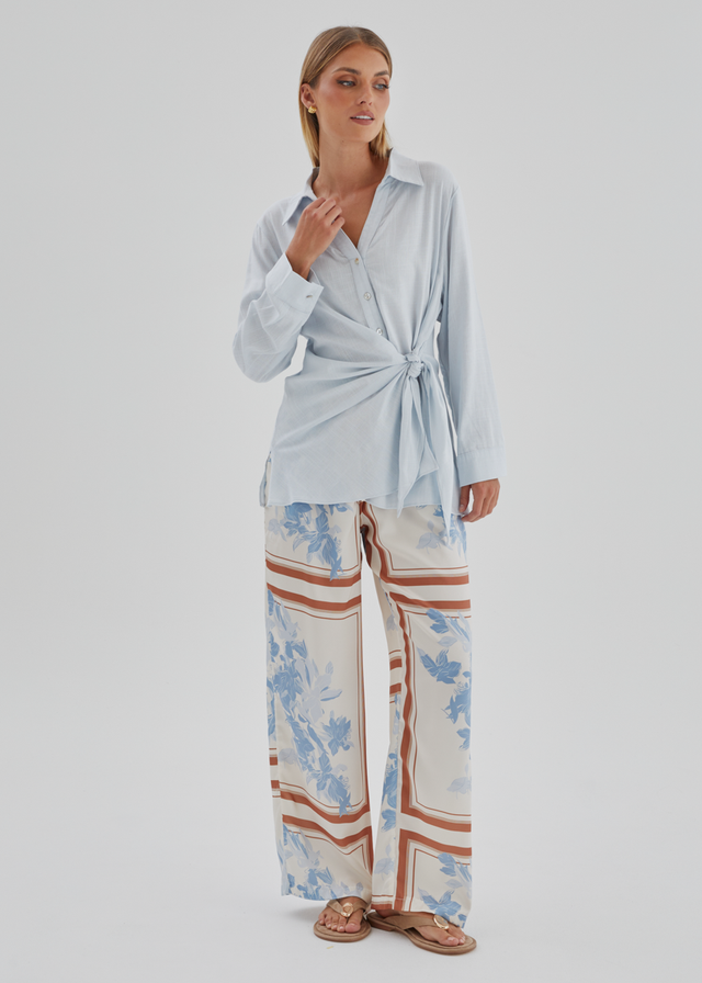 Harper Wrap Shirt - Ice Blue