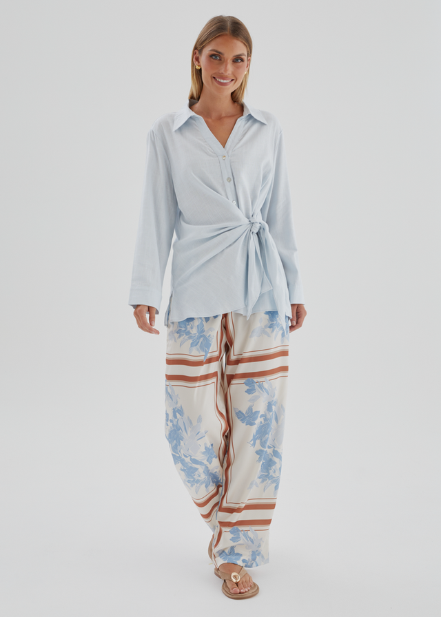 Harper Wrap Shirt - Ice Blue