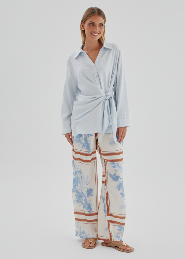 Harper Wrap Shirt - Ice Blue