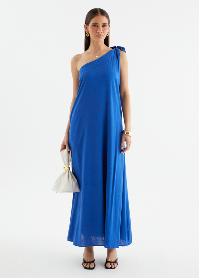 Debra One Shoulder Maxi Dress - Electric Blue