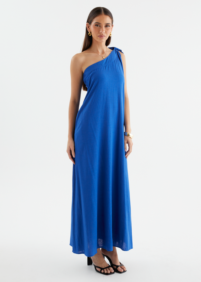 Debra One Shoulder Maxi Dress - Electric Blue