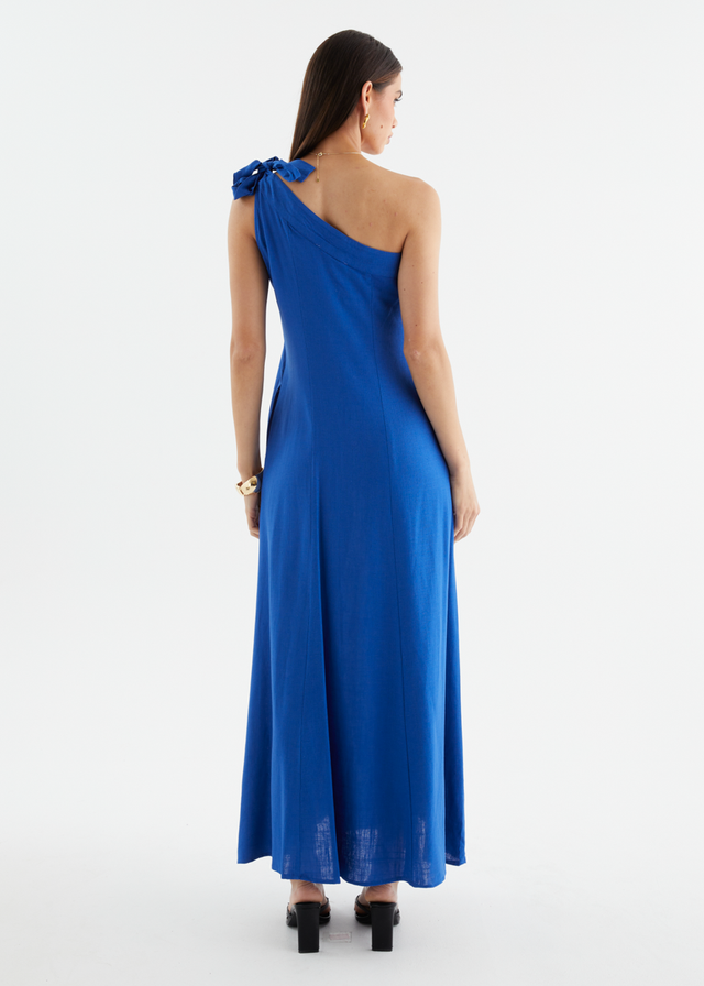 Debra One Shoulder Maxi Dress - Electric Blue