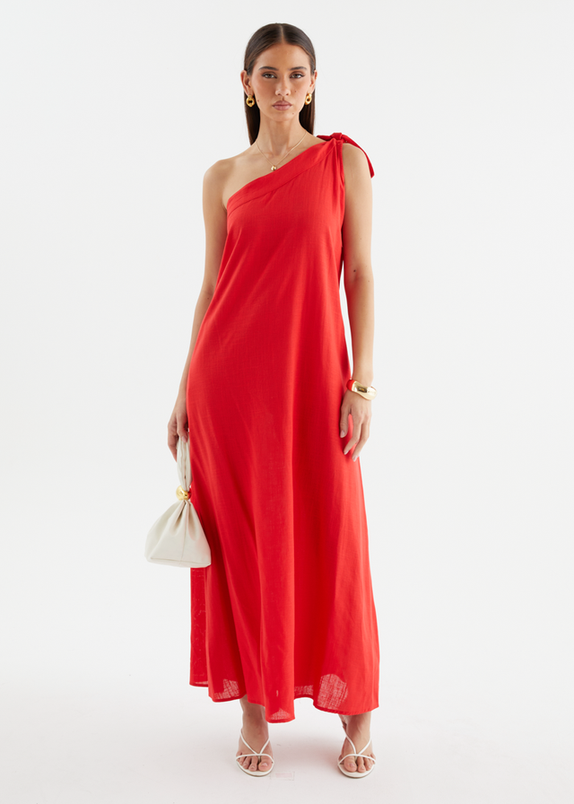 Debra One Shoulder Maxi Dress - Red