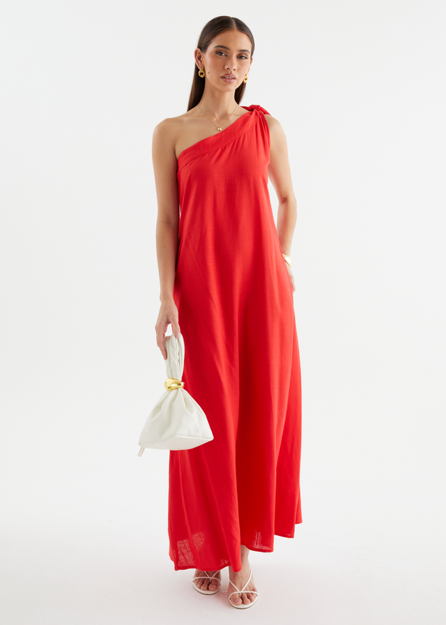 Debra One Shoulder Maxi Dress - Red