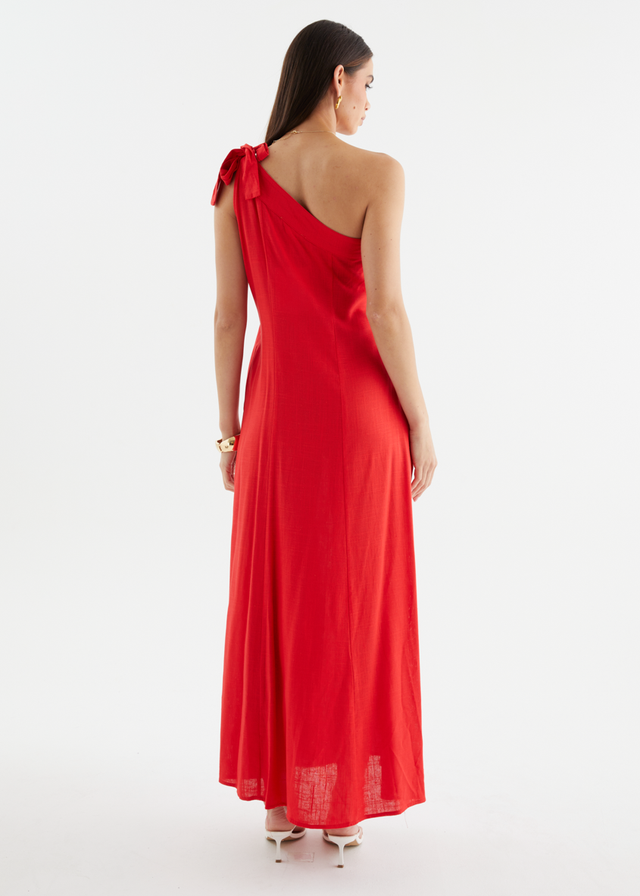 Debra One Shoulder Maxi Dress - Red
