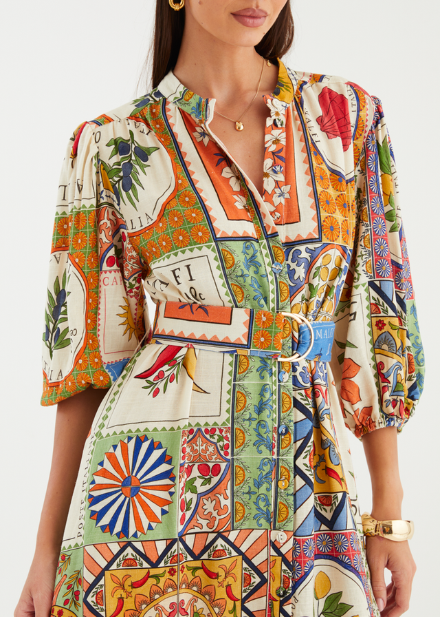 Vivia Midi Dress - Amalfi Mosaic